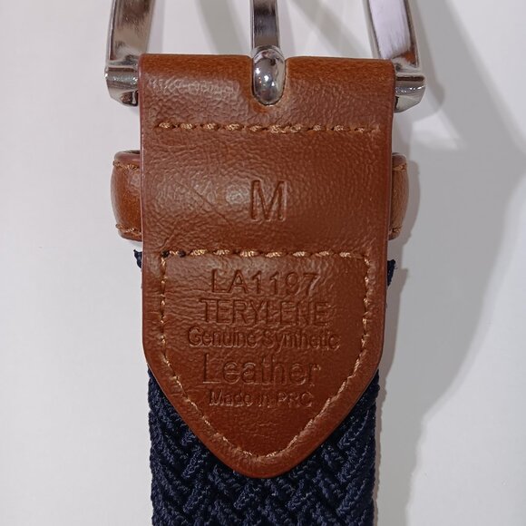 Set of 3 Braided Elastic Stretch Belts, Size Medium, Navy, Tan and Grey - Picture 7 of 10